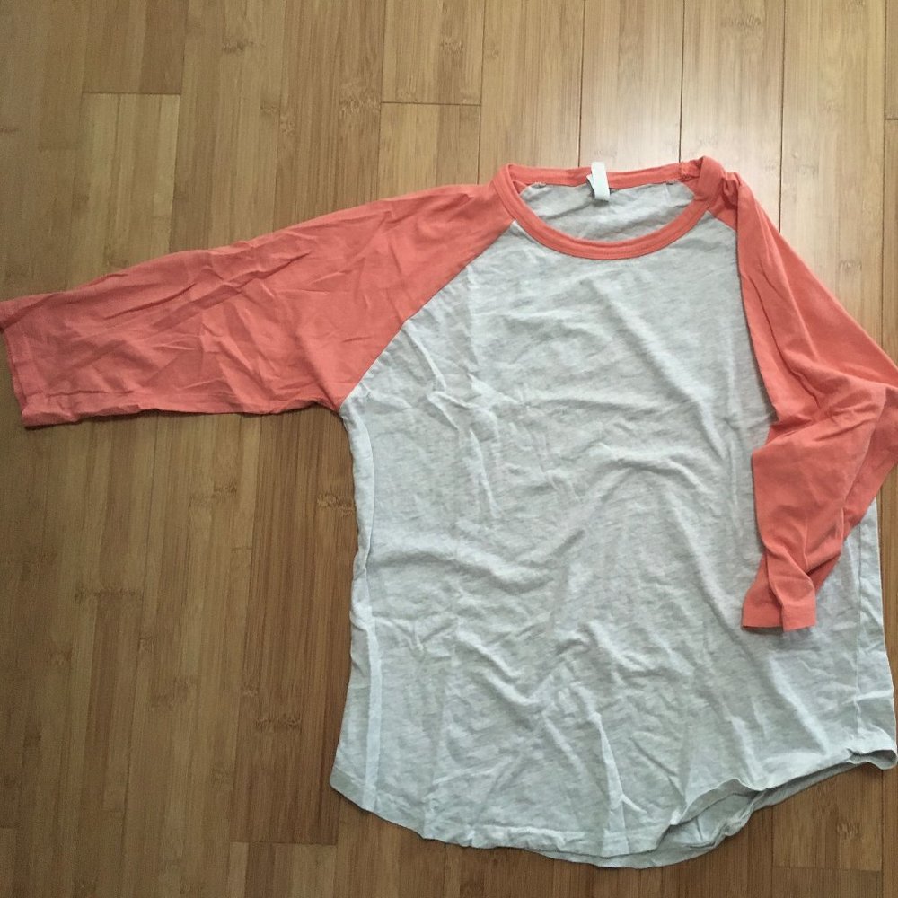 Baseball Shirt Heather Raglan Orange Oatmeal Beige 100% Cotton unisex shirt